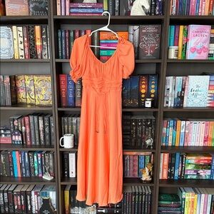 Elegant Orange Midi Dress